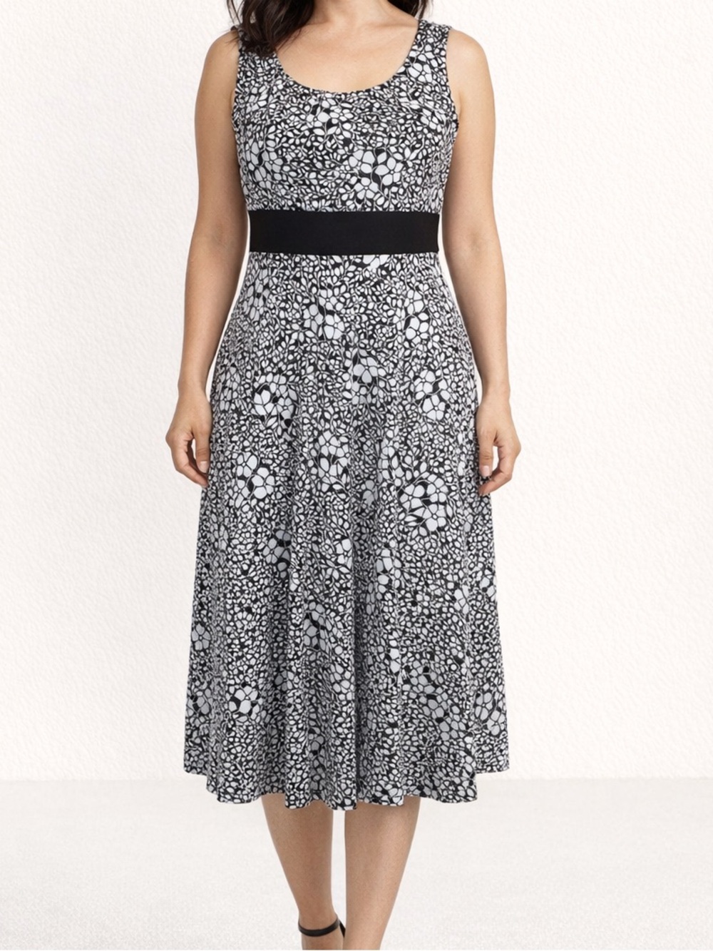 Perceptions Black & Light Blue Floral Tank Dress